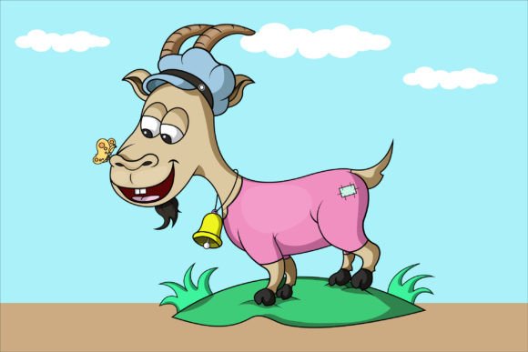 Download Cute Goat Friends with Butterfly - Cute goat Collection