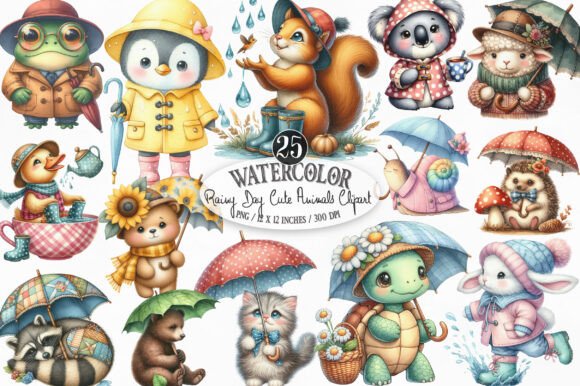 Download Rainy Day Cute Animals Sublimation PNG - Premium Resources