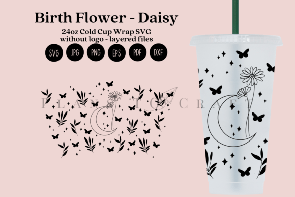 Download Daisy Birth Flower 24oz Cold Cup Tumbler - Cold Collection