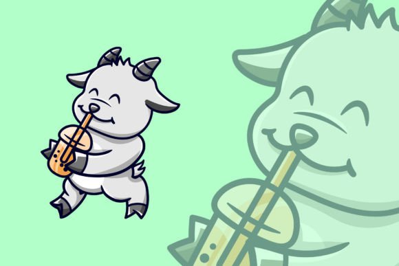 Download Cute Goat Drinking Boba Tea - Cute goat Collection