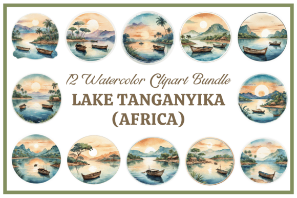Download Lake Tanganyika Watercolor Clipart Pack - Premium Resources