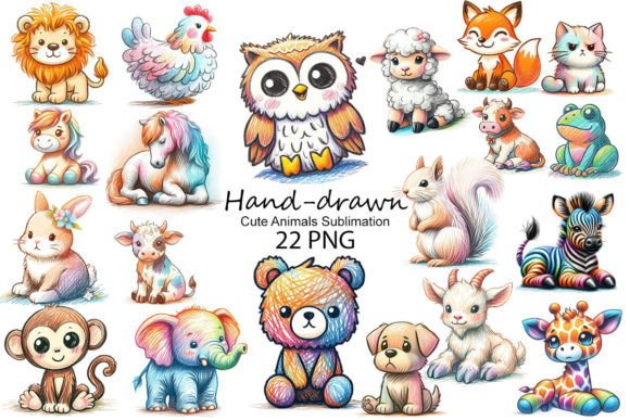 Download Hand-drawn Cute Animals Sublimation - Cute animals sublimation Collection