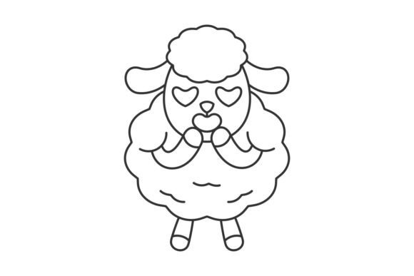 Download Cute Goat in Cartoon Line Style - Cute goat Collection