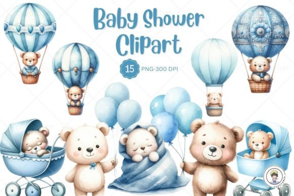 Download Blue Cute Newborn Baby Shower Clipart - Newborn Collection
