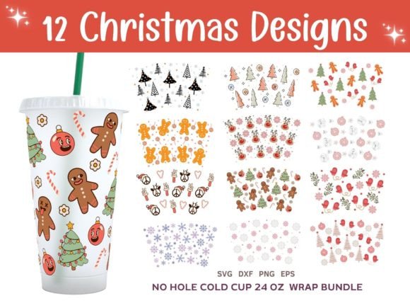 Download Christmas Cold Cup 24oz Designs SVG - Cold Collection