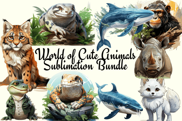 Download World of Cute Animals Sublimation Bundle - Cute animals sublimation Collection