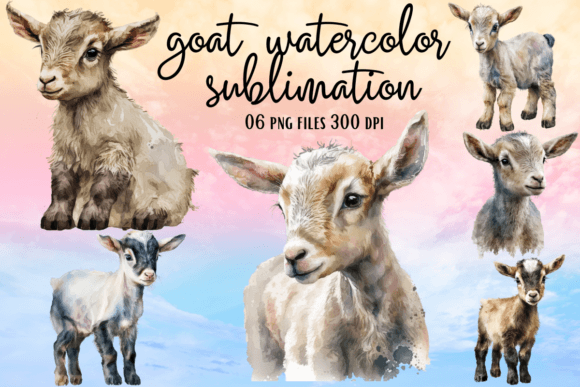 Download Cute Goat Watercolor Sublimation - Cute goat Collection