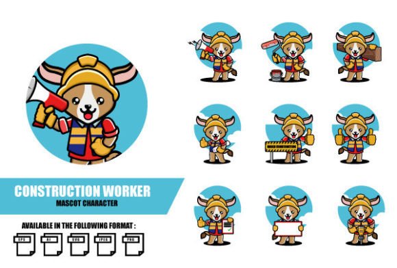 Download Set of Cute Goat Construction Worker - Cute goat Collection